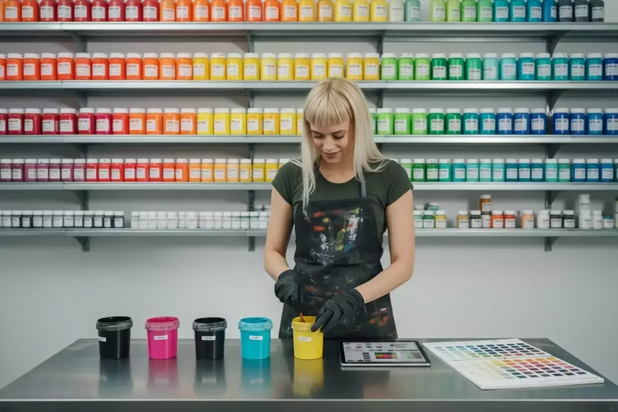 Cuarto de colores con sistema ERP Maxiprint 360 para estampación en Colombia