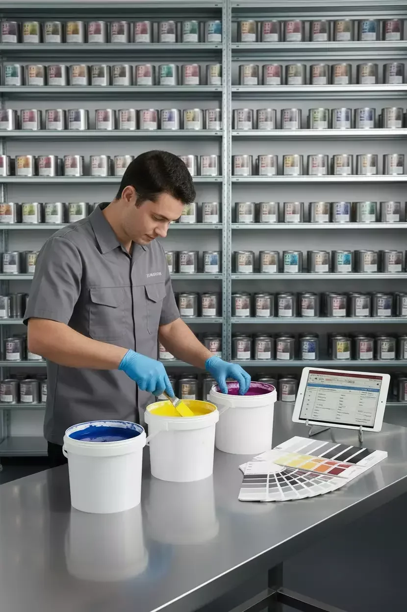 Formulación estandarizada de tinta en cuarto de colores con Maxiprint 360 en Colombia
